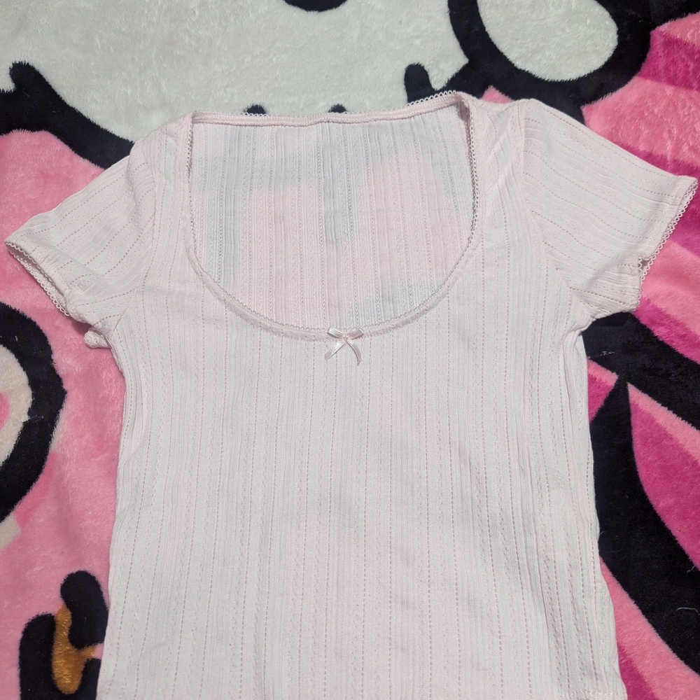 Charlotte Russe Light Pink Ribbed Crop Top